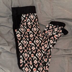 Joe Boxer Black and Red Track Pants with Geometric Pattern